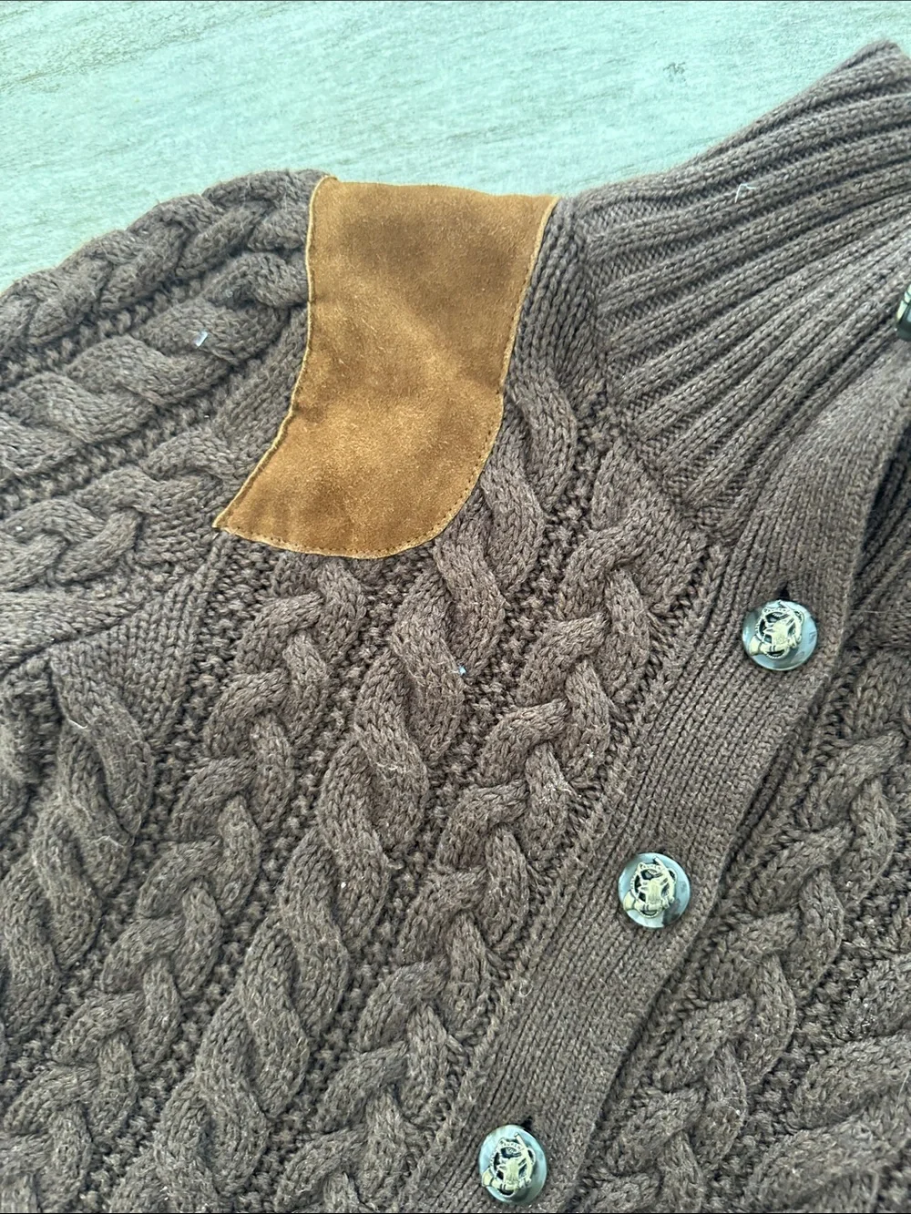 Ralph lauren girl cable knit sweater Cardigan Cotton Wool Equestrian size 5